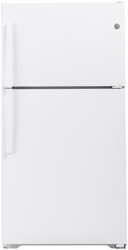 GE GIE22JTNRWW 33 Inch Top Freezer Refrigerator with 21.9 Cu. Ft. Capacity, Full-Width Adjustable Glass Shelves, Sliding Deli Drawer, Upfront Controls, Never Clean Condenser, Sabbath Mode, ADA Compliant, Star-K Certified, and EnergyStar® Qualified: White