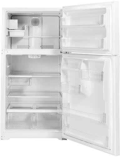 GE GIE22JTNRWW 33 Inch Top Freezer Refrigerator with 21.9 Cu. Ft. Capacity, Full-Width Adjustable Glass Shelves, Sliding Deli Drawer, Upfront Controls, Never Clean Condenser, Sabbath Mode, ADA Compliant, Star-K Certified, and EnergyStar® Qualified: White
