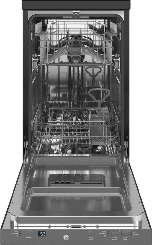 GE GPT145SSLSS 18 Inch Portable Fully Integrated Dishwasher with 3Level Wash System, 3 Wash