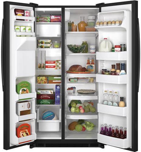 GE GSS25ETHBB 24.7 cu. ft. Side-by-Side Refrigerator with 2 Spillproof ...