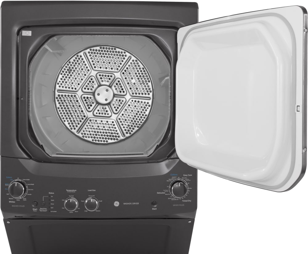 GE Unitized Spacemaker 3.8 Cu. ft. Washer and 5.9 Cu. ft. Electric Dryer Color Gray
