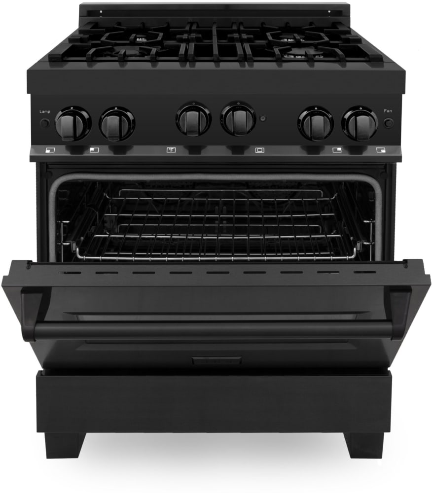 ZLINE RGBBR30 30 Inch Professional Gas Range with 4 Italian Brass Burners, 4.0 Cu. Ft. Oven Capacity, Porcelain Top, Stay-Put Hinges, Triple Glass Window, Dual Wok, and ETL Listed