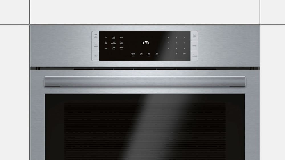 Stainless Steel Bosch HBL8453UC 800 Series 30 Inch Black Stainless Steel Electric Single Wall Convection Oven