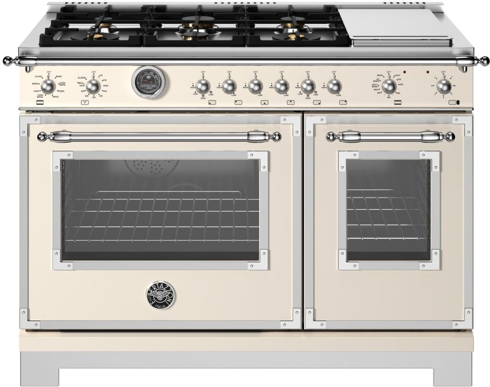 Hot Buttered　HB 6.0 Bertazzoni HER486BTFEPAVT 48 Inch Freestanding Dual Fuel Range