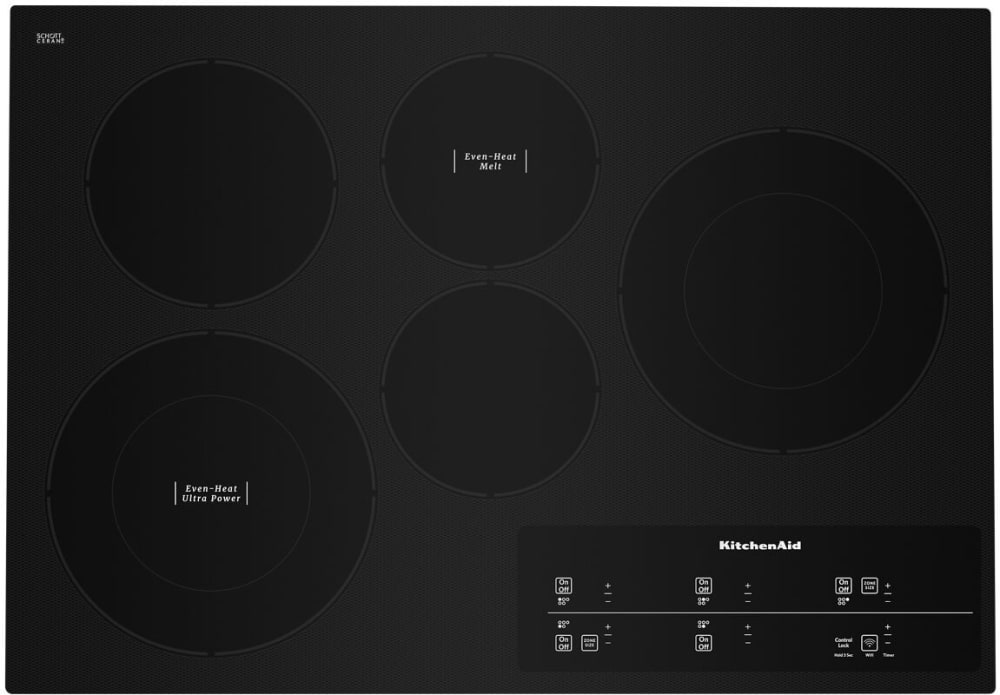 KitchenAid KCES950KBL 30 Inch Electric Cooktop with 5 Elements, Even