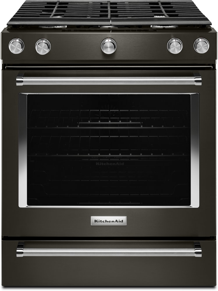 KitchenAid KSGG700EBS 30 Inch Slide-In Gas Range with 5