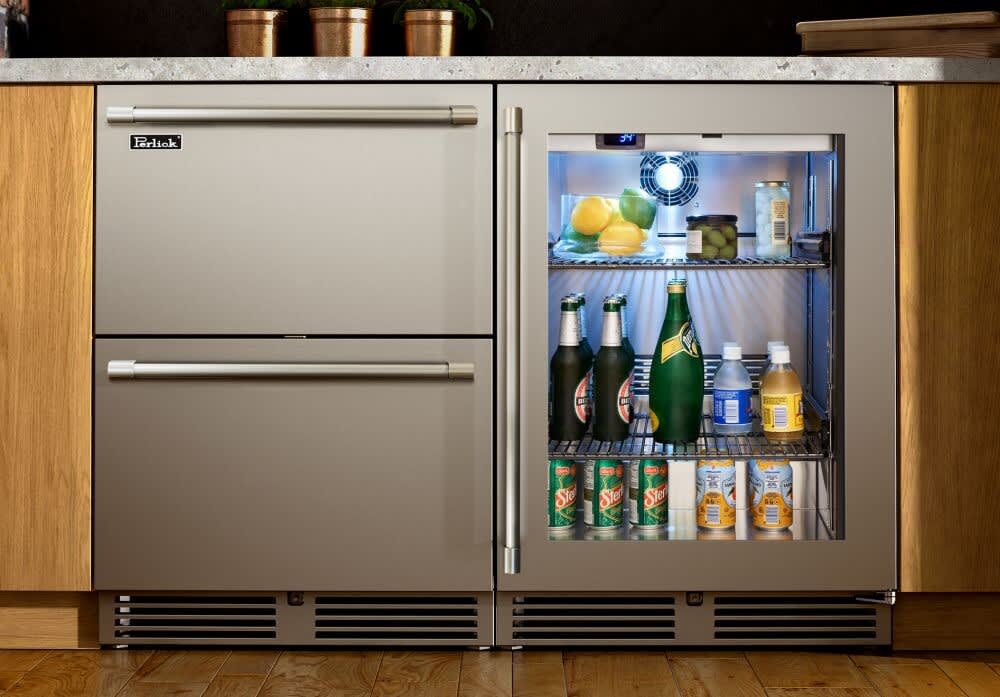 Perlick HP24FS41L 24 Inch Built-in Under Counter Freezer with 5.2 Cu. Ft.  Capacity, Digital Temperature Controls, Optional Lock, Optional Stacking  Kit, and Energy Star Rated: Stainless Steel, Left Hinge Door Swing