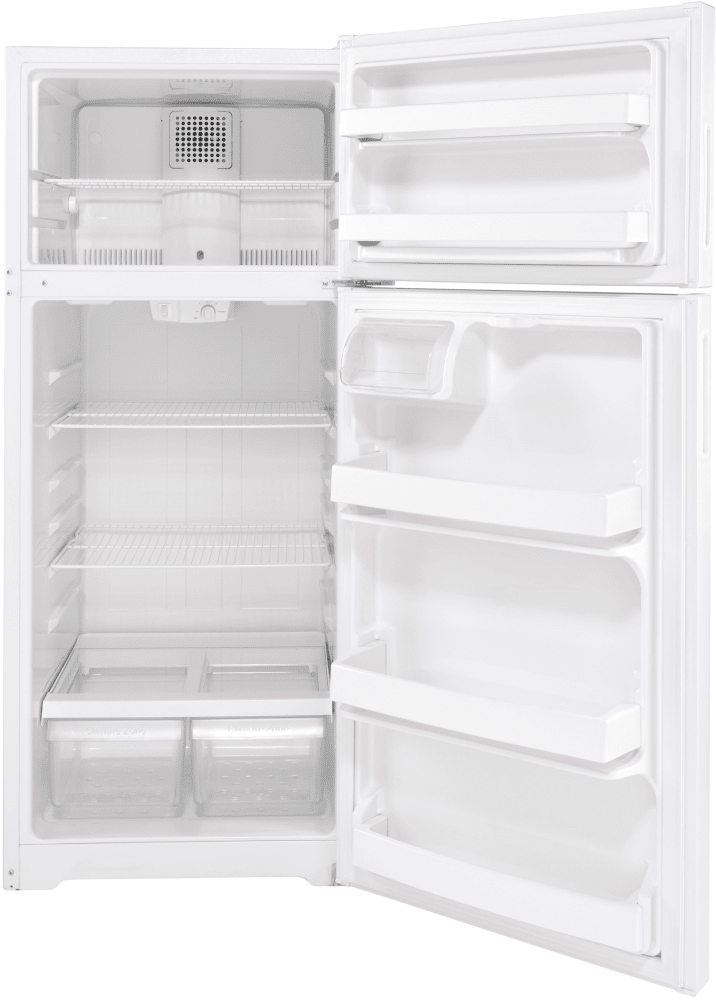 Hotpoint HPS18BTNRWW 28 Inch Top Freezer Refrigerator with 17.5 Cu. Ft. Capacity Recessed Handle Adjustable Wire Shelves Gallon Door Bins LED Lighting Upfront Temperature Controls and Sabbath Mode Whi...