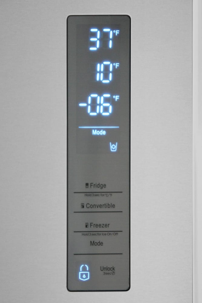 Thor Kitchen HRF3603F 36 Inch Freestanding French Door Refrigerator with Ice Maker, Fridge, Soft Freeze, Freezer, Super Freeze, 2 Glass Shelves, Energy Saver, 14.2 cu. Ft Refrigerator Capacity, Mode Unlock, 'C/'F, Door Alarm, 8.38 cu. ft. Freezer Capacity and No Frost.