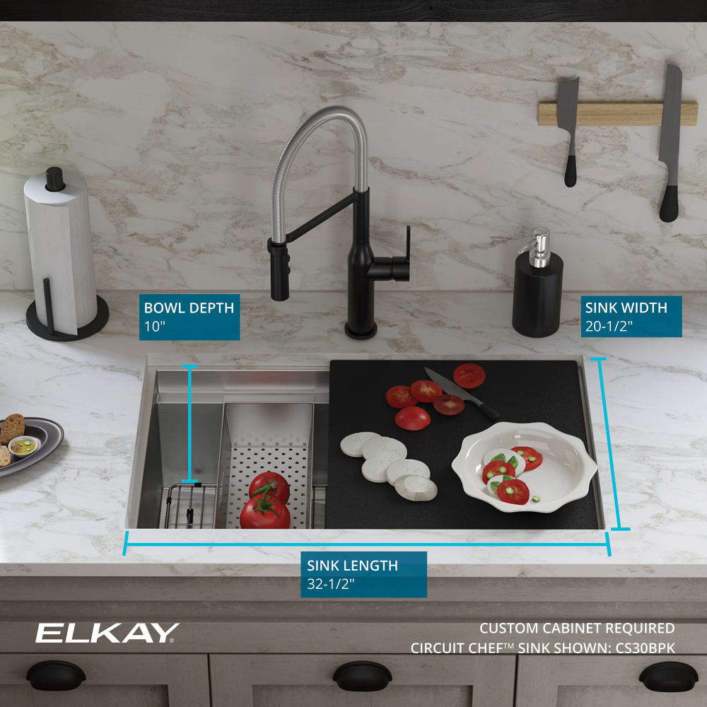 Elkay CS30BPK 32 1/2 Inch Circuit Chef Workstation Undermount Single