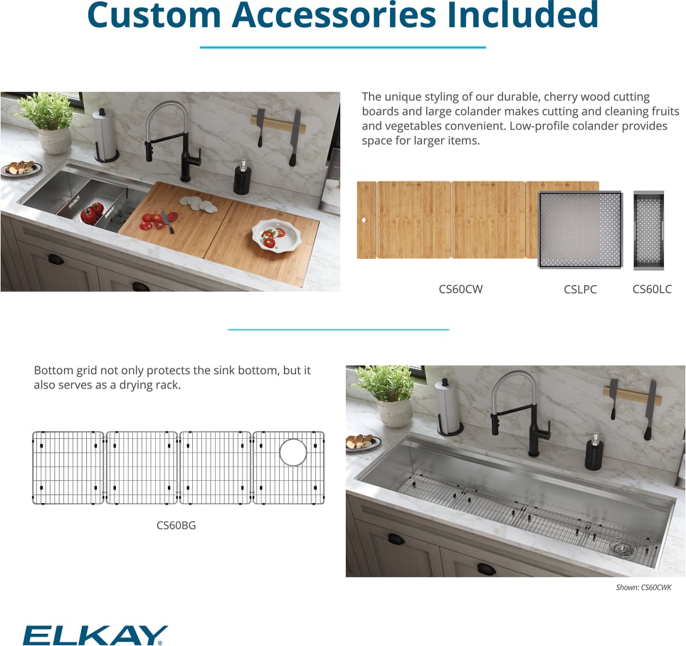 Elkay CS60CWK 59 1/2 Inch Circuit Chef Workstation Undermount Single