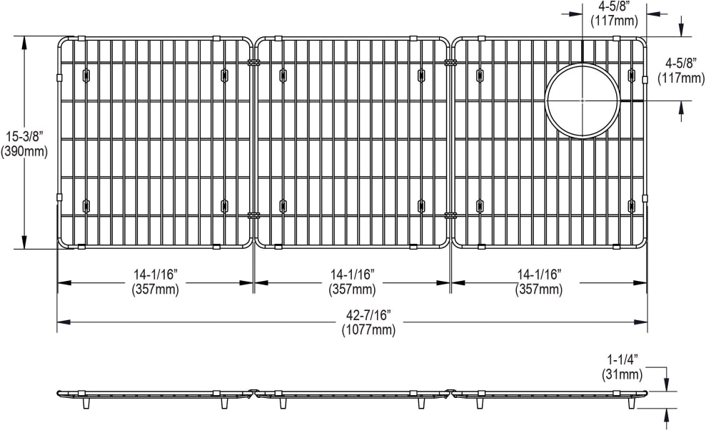 Elkay CS45BG 42 7/16 Inch Circuit Chef Stainless Steel Bottom Grid with