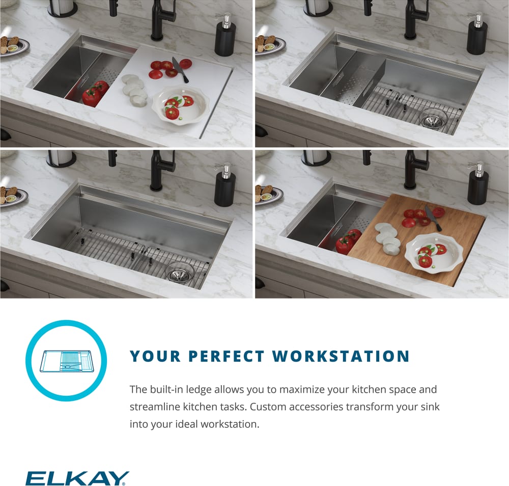 Elkay CS30WPK 32 1/2 Inch Circuit Chef Workstation Undermount Single