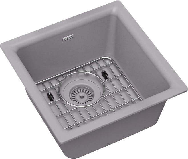 Elkay ELG1616GS0C 21" Single Bowl Bar Sink with Quartz Sand Construction, Sound Deadening