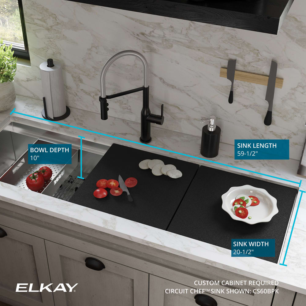 Elkay CS60WPK 59 1/2 Inch Circuit Chef Workstation Undermount Single