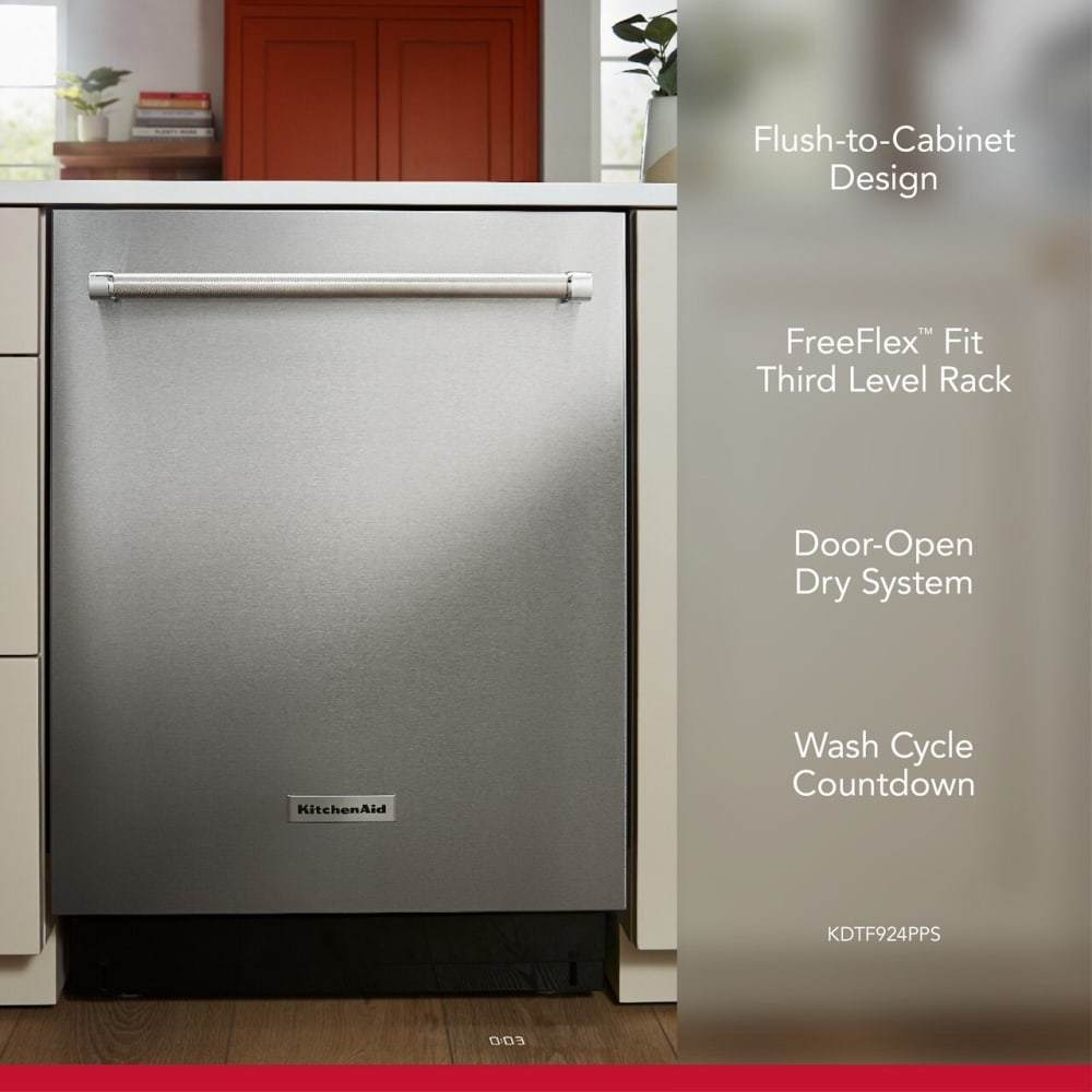 KitchenAid KDTF924PPS 24 Inch Fully Integrated Dishwasher with 14 Place Settings, 39 dBA, 5 Wash