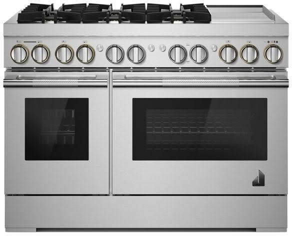 Jennair Jdsp548hl 48 Inch Smart Dual Fuel Pro Style Range With Wi Fi Chrome Infused Griddle Steam Assist True Convection Cinematic Lighting Dual Stacked Powerburners Halo Effect Knobs Flat Tine Racks Smooth Close Door And Glide Racks