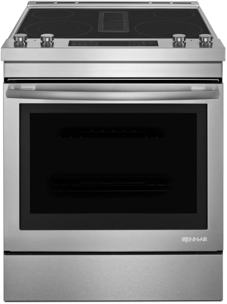 JennAir JES1750FS 30 Inch Slide-In Professional Electric Range with 4 Smoothtop Burners, 6.4 Cu. Ft. Capacity, Aqualift® Self Clean, Downdraft Ventilation, True Convection, Telescoping Glide Rack, Dual Zone Element, Prop 65, and ADA Compliant