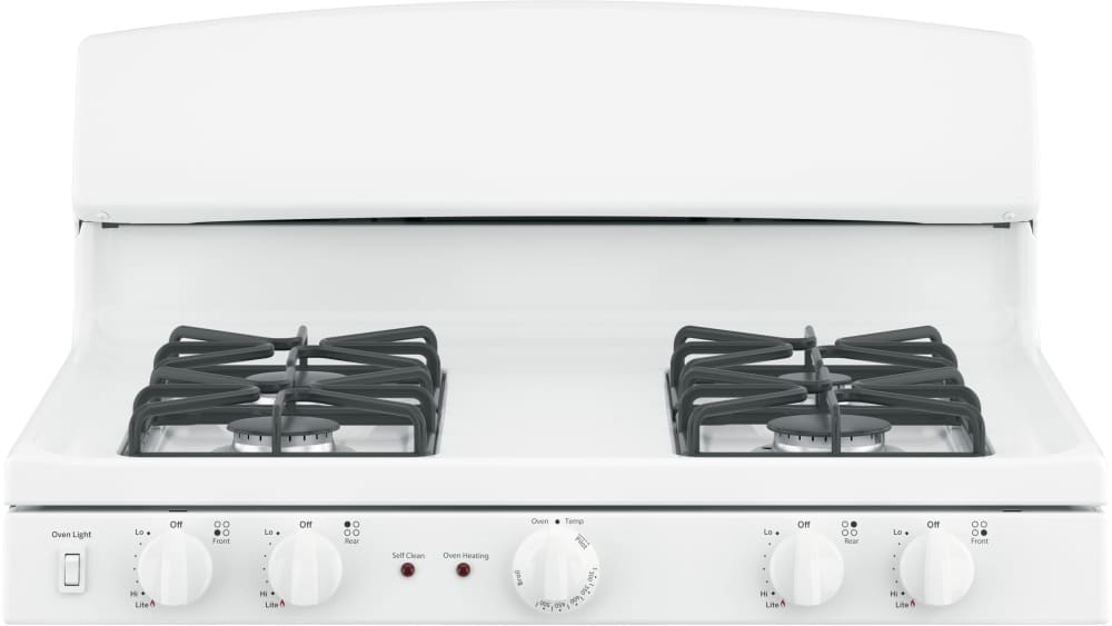 GE JGB450DEKWW 30 Inch Freestanding Gas Range with Precise Simmer Burner, Storage Drawer, Self-Clean, 4 Sealed Burners, 5.0 cu. ft. Oven and In-Oven Broiling: White