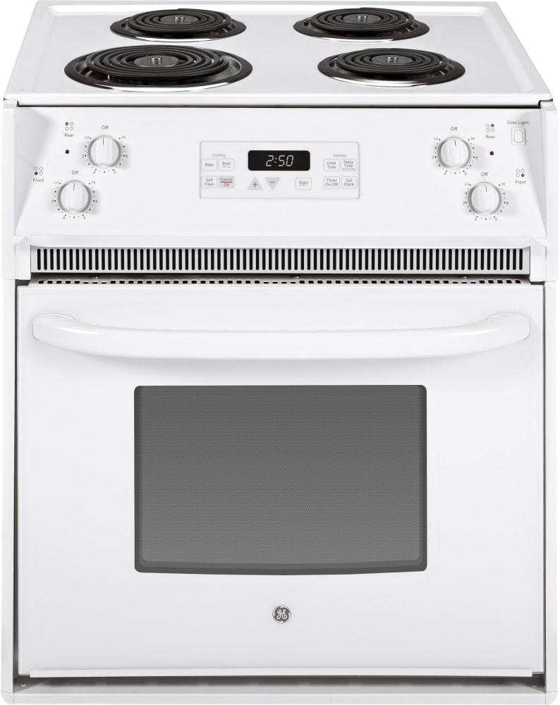 GE JM250DTWW 27 Inch Dropin Electric Range with 4 Coil Burners, 3.0 cu