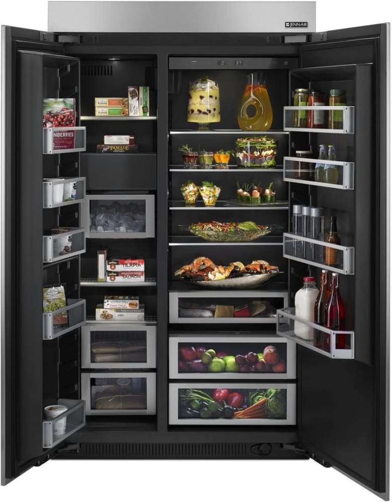 JennAir JS42NXFXDE 42 Inch Panel Ready Built-In Side By Side Refrigerator with 25.6 Cu. Ft. Total Capacity, Filtered Automatic Ice Maker, Obsidian Interior, Precision Temperature Management™ System, Advanced Climate Control Drawer, and Flush Design
