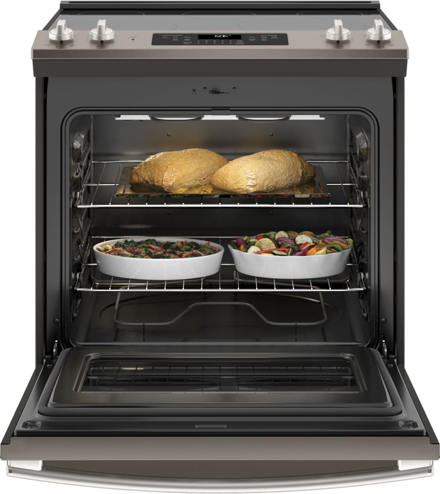 GE JS645ELES 30 Inch SlideIn Electric Range with 4 Radiant Elements, 5