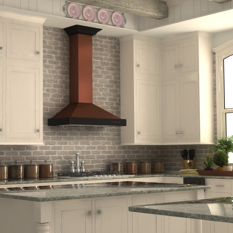 茶 bk ZLINE KB2CBXXX30 Designer Series Copper Wall Mount Convertible
