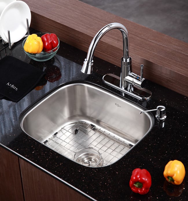 Kraus KBU11 20 Inch Undermount Single Bowl Kitchen Sink with 16 Gauge