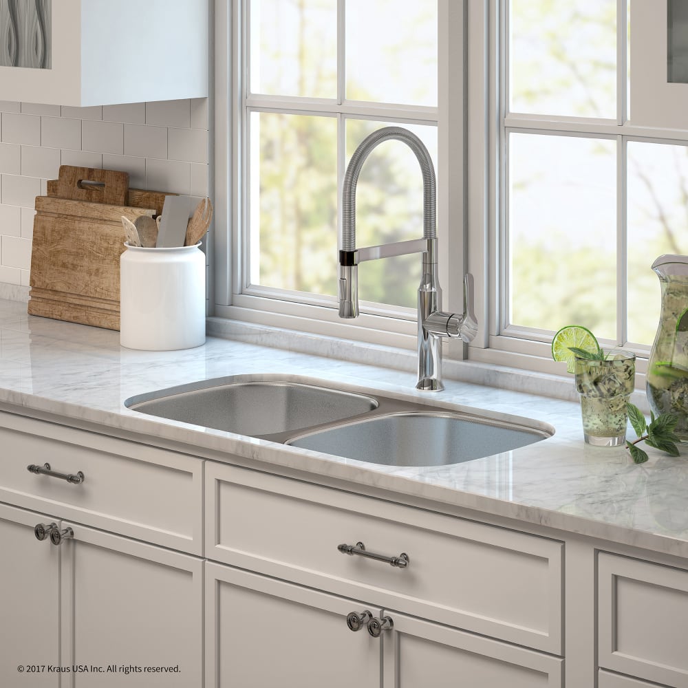 Kraus KBU22E164042CH 32 Inch Double Bowl Kitchen Sink and ...