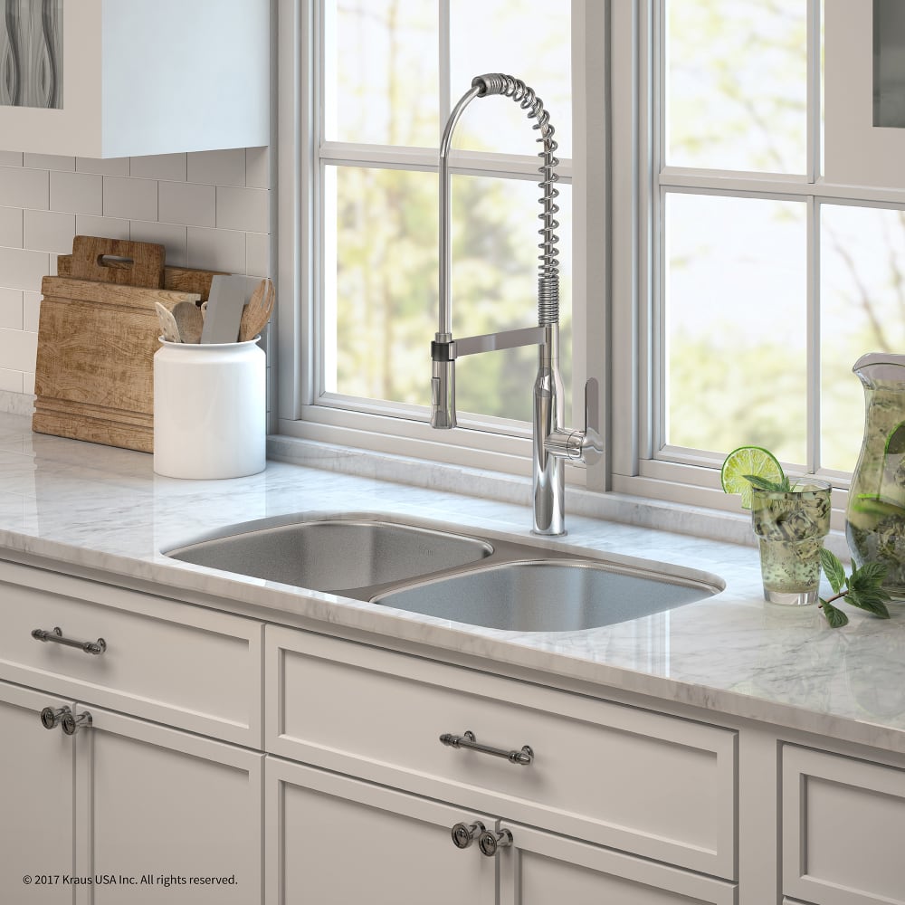 Kraus KBU22E165042CH 32 Inch Double Bowl Kitchen Sink and ...