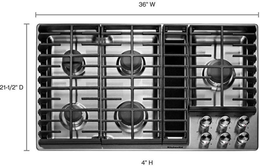 36 gas top cooktop with downdraft