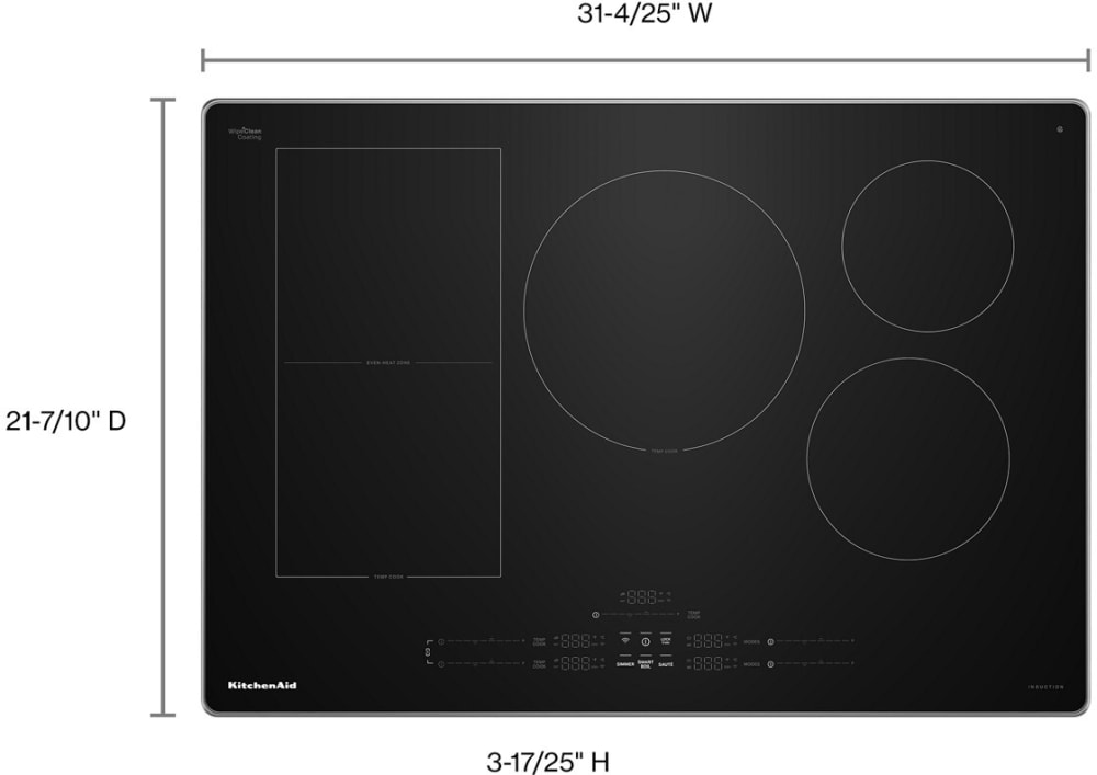 KitchenAid KCIT730SSS Induction Smart Cooktop with 5 Heating Zones