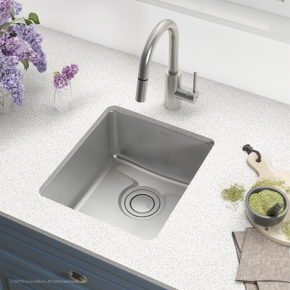 Kraus Kd1us17b 17 Inch Undermount Single Bowl Bar Sink With Kraus Kd1us17b 17 Inch Undermount Single Bowl Bar Sink With Drainassure Waterway Noisedefend Technology And 16 Gauge Stainless Steel