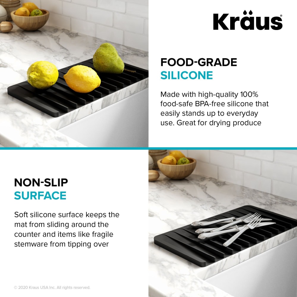 Kraus KRM-10DG Multipurpose Over-Sink Roll-Up Dish Drying Rack Dark Grey