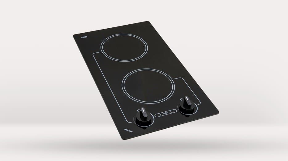 Kenyon B41602 12 Inch Electric Cooktop with 2 Elements, Ceramic Glass  Surface, Heat-Limiting Cooking Surface, Quick-to-Heat Ribbon Elements,  On/Hot Burner Indicator Lights, Push-to-Turn Knob Control, ADA Compliant,  and UL/C-UL Approved: 240 Volts