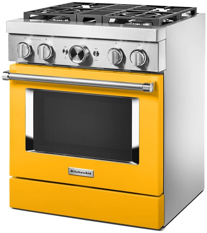 KitchenAid KFDC500JYP 30 Inch Freestanding Dual Fuel Smart Range with 4 ...