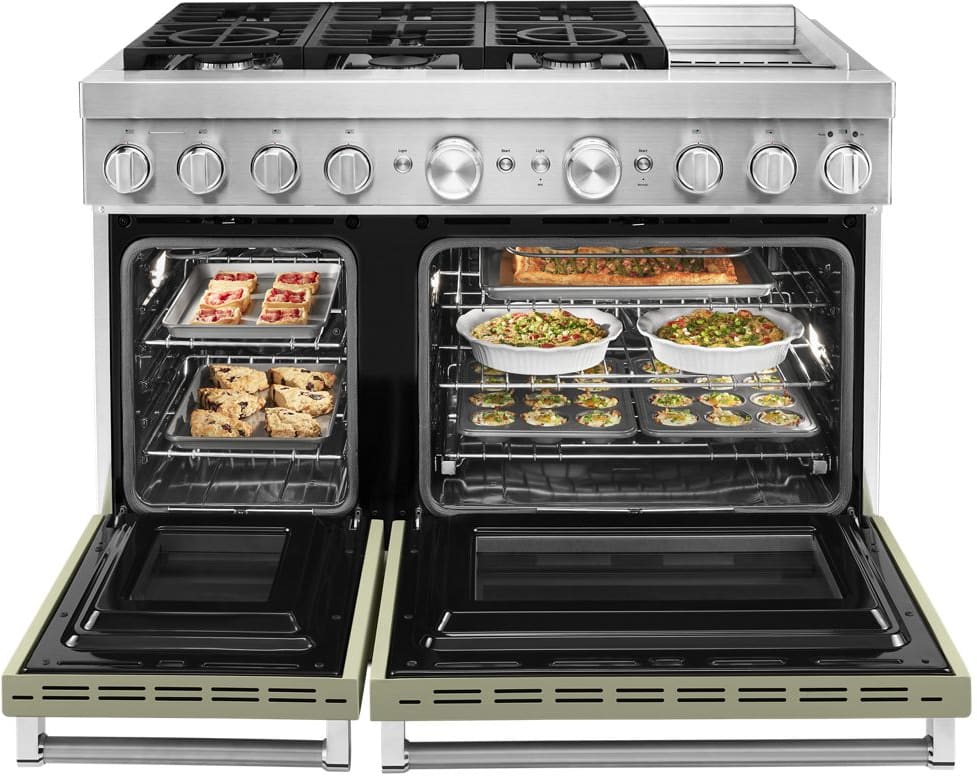 KitchenAid KFDC558JAV 48 Freestanding Dual Fuel Smart Range with 6