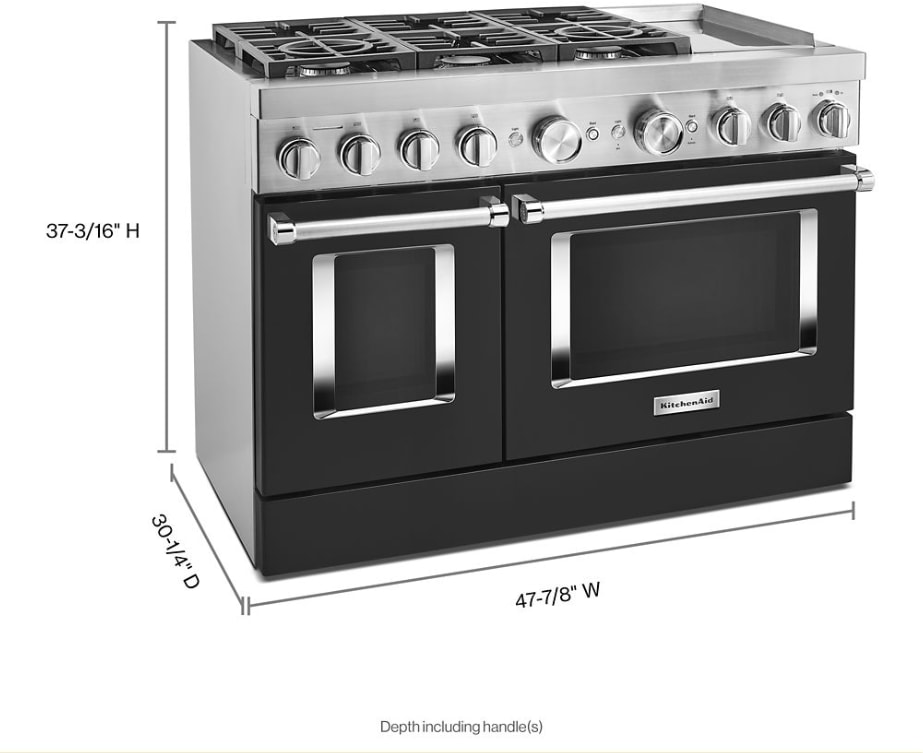 KitchenAid KFDC558JBK 48 Freestanding Dual Fuel Smart Range with 6