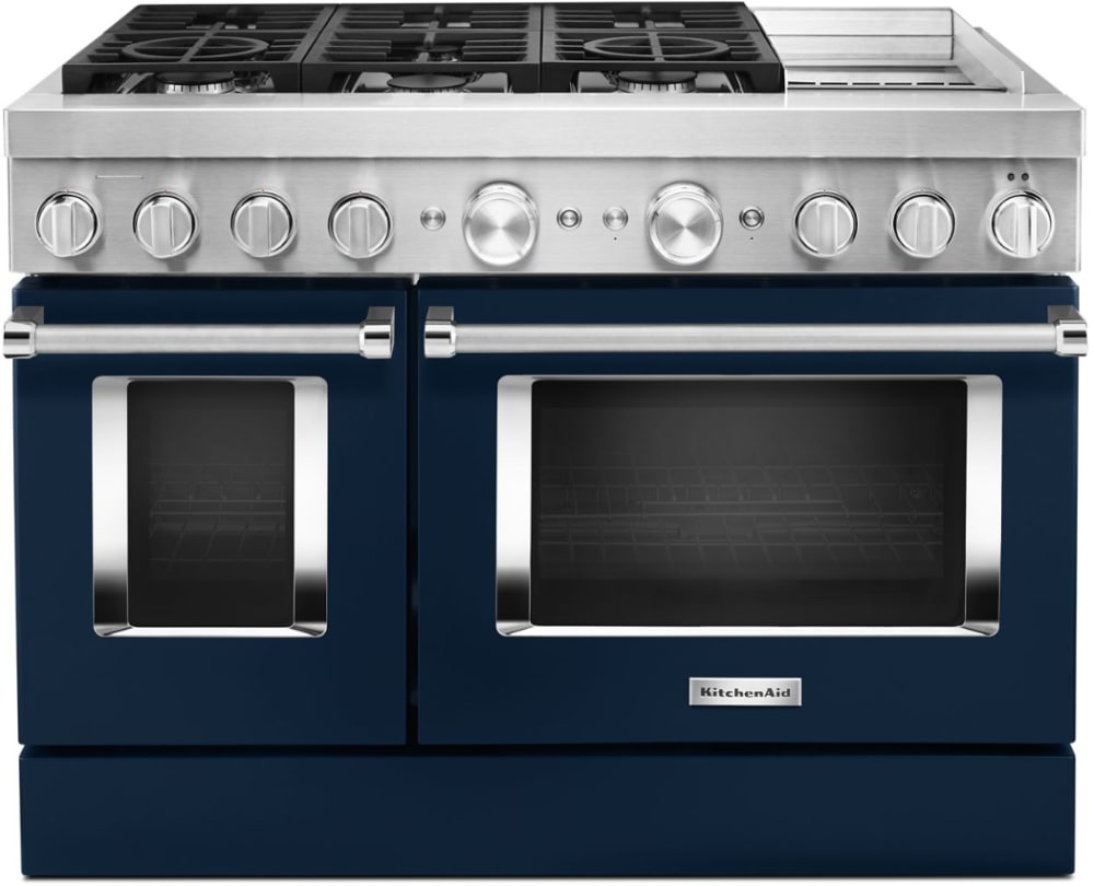 KitchenAid KFDC558JIB 48 Freestanding Dual Fuel Smart Range with 6