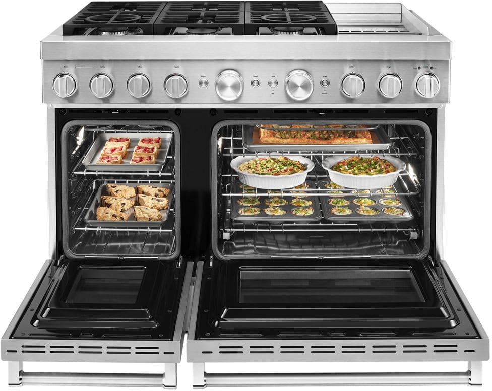 KitchenAid KFDC558JSS 48 Freestanding Dual Fuel Smart Range with 6