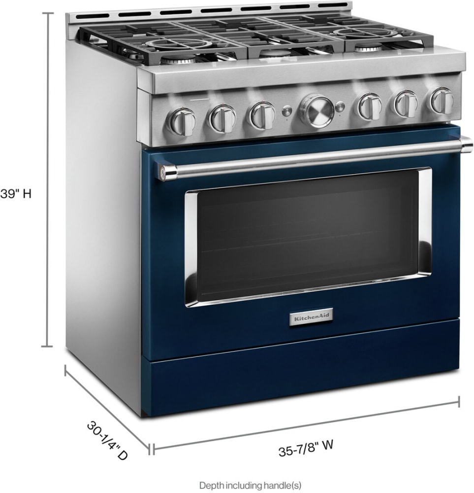KitchenAid KFGC506JIB 36 Inch Smart Commercial Style Gas Range with 6