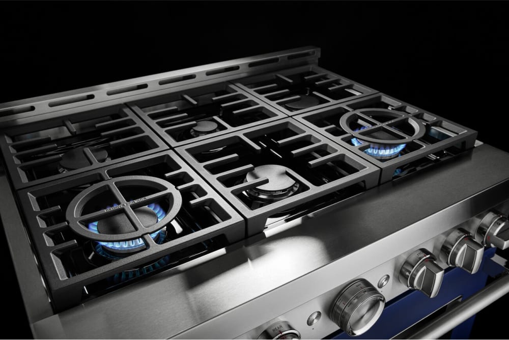 KitchenAid KFGC506JIB 36 Inch Smart Commercial Style Gas Range with 6 Sealed Burners, 5.1 Cu. Ft
