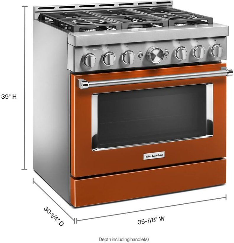 KitchenAid KFGC506JSC 36 Inch Smart Commercial Style Gas Range with 6
