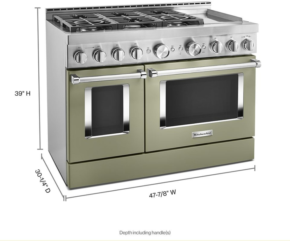 KitchenAid KFGC558JAV 48 Inch Smart Commercial Style Gas Range with 6 Burners, 6.3 Cu. Ft. Total