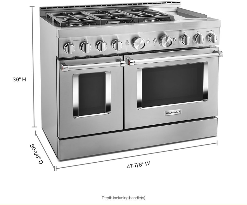 KitchenAid 48'' 6-Burner Commercial-Style GAS Rangetop with Griddle - Stainless Steel KCGC558JSS