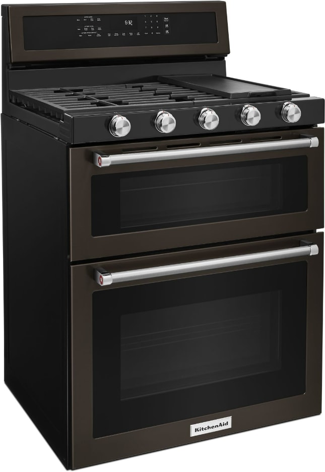 KitchenAid KFGD500EBL 30 Inch Freestanding Double Oven Convection Gas