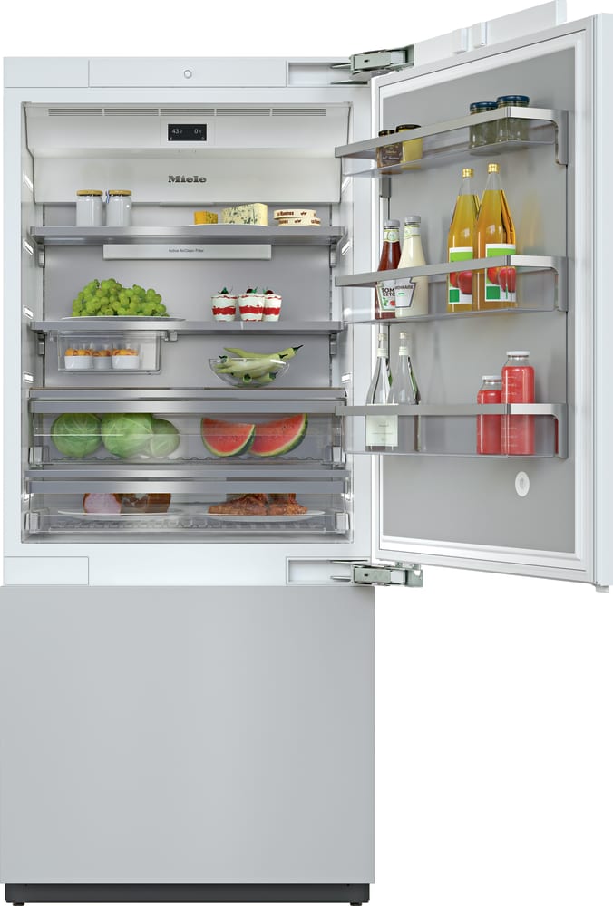 Miele KF2902VI 36 Inch Smart Built-In Bottom-Freezer Refrigerator with WiFiConn@ct, 19.6 Cu. Ft. Total Capacity, Push2Open, MasterSensor, MasterFresh, DynaCool, DuplexCool Pro, NoFrost, BrilliantLight, MaxLoad Hinge, and Overflow Protection: Panel Ready, Right Hinge