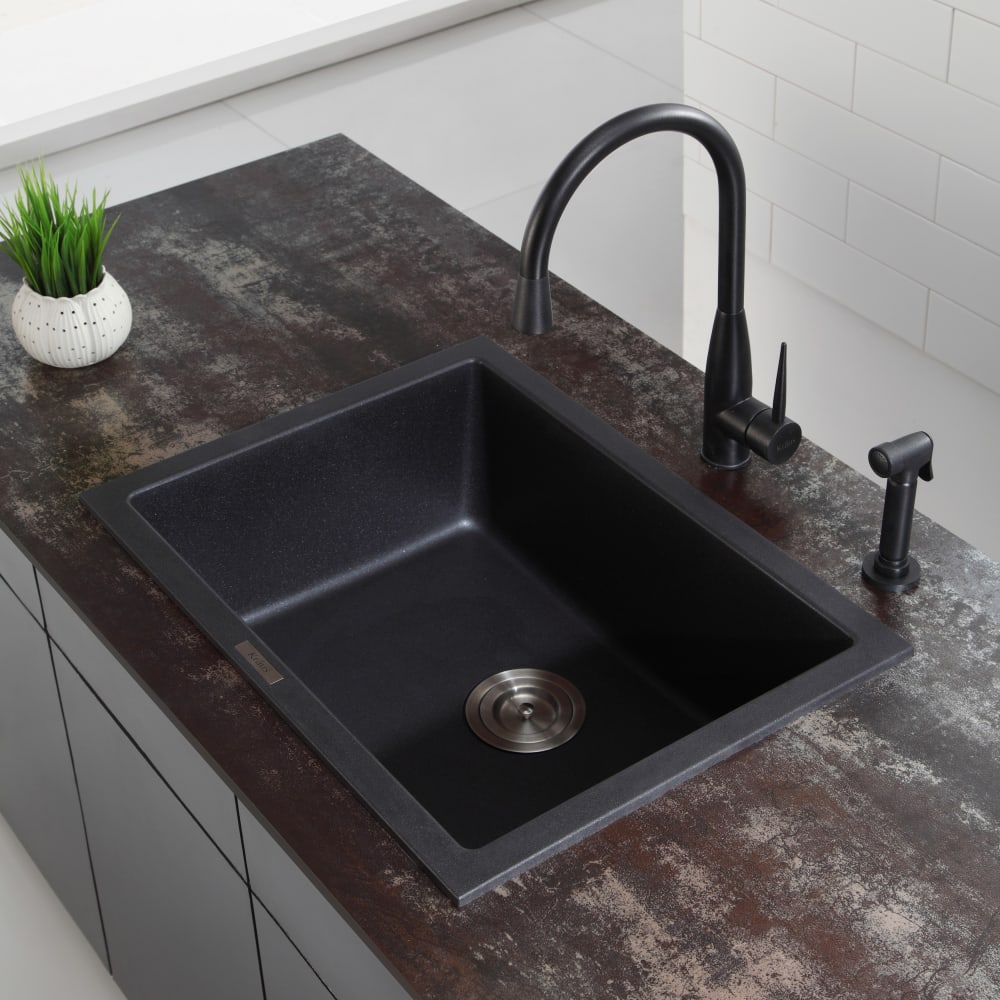 sink kitchen sinks granite modern bowl single kraus mount inch dual clean easy drop stone heat onyx faucets self designer