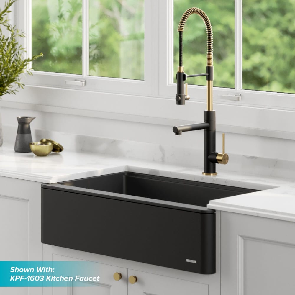 Kraus KGF133BLACK 33 Inch Single Bowl Kitchen Sink with CeramTek