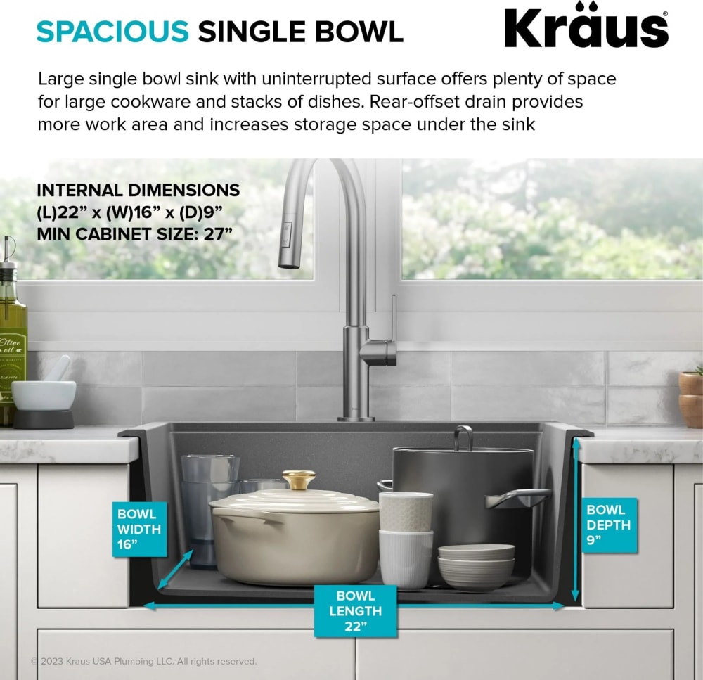 Kraus KGTW1225WH 25 Inch Workstation Drop-In Top Mount